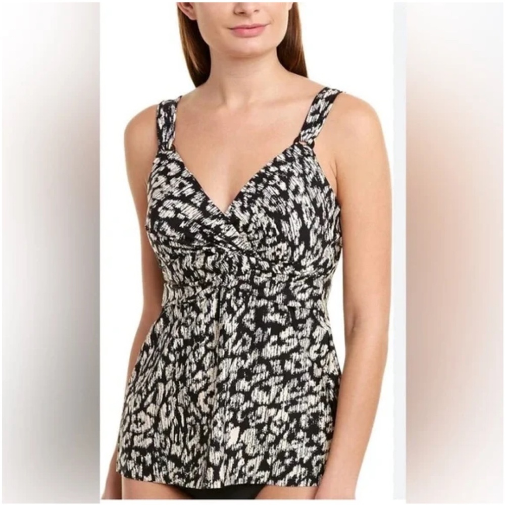 MIRACLESUIT CAT WALK EMPIRE SHIRRED TANKINI SWIM TANKINI TOP PAD Swimsuit 38D